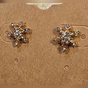Gold Rhinestone Snowflake Earrings